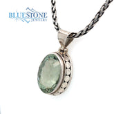 Silver Pendant with Green Amethyst- 17"